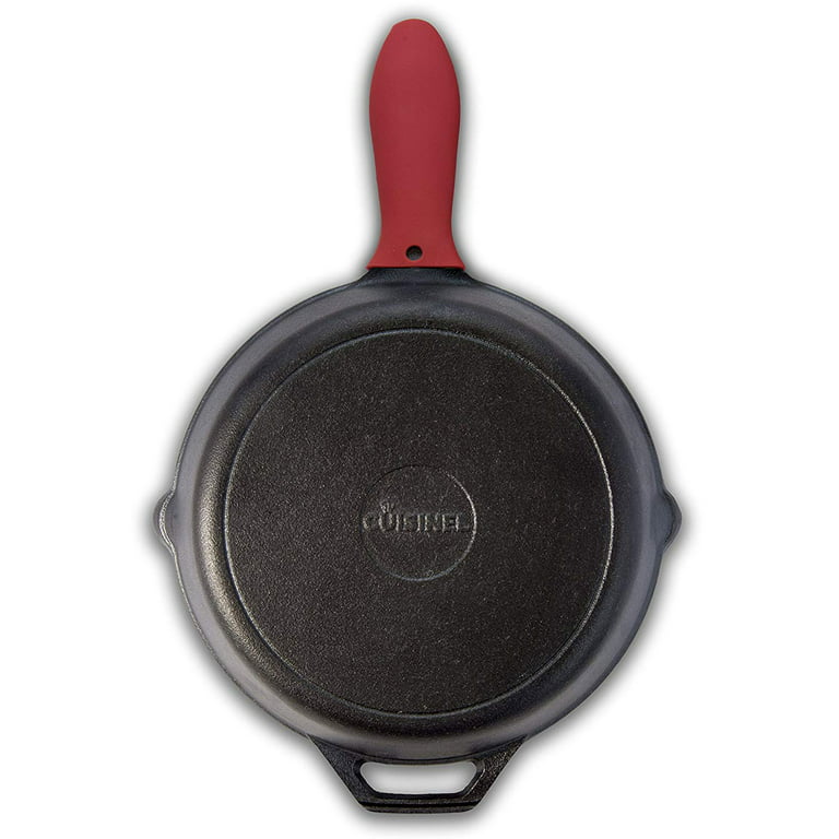 Cuisinel 12 inch Pre Seasoned Cast Iron Skillet Cookware with Lid & Handle Cover, Black