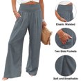 thumbnail image 5 of Frontwalk Womens Cotton Linen Loose Fit Casual Pants Elastic Waist Yoga Summer Beach Trousers Pants with Pockets Gray XL, 5 of 5