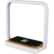 OttLite Wireless Charging Station with Night Light, White with Wood Tone Accent