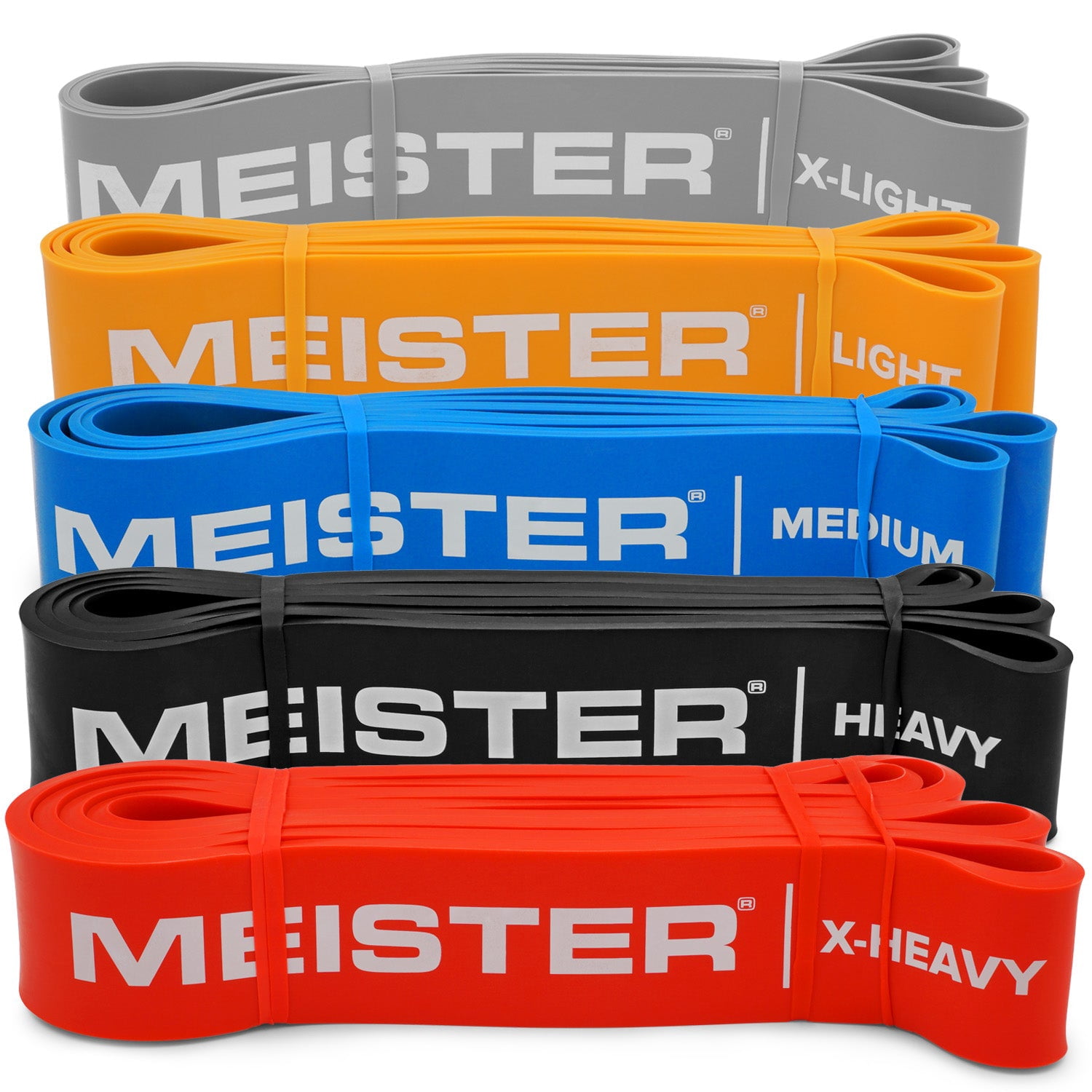Meister XBand Comfort Width Resistance Band - 41" x 2" - Complete 5 Band Set