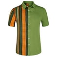thumbnail image 4 of Lars Amadeus Men's Color Block Button Down Short Sleeve Striped Shirts, 4 of 6