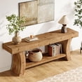thumbnail image 3 of Tribesigns 63" Solid Wood Console Table, Farmhouse 2-Tier Low TV Console for Living Room, Entryway, Hallway, 3 of 9