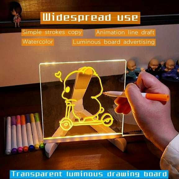 TOPRenddon Glowing Acrylic Message Board,Glowing Acrylic Marker Board, Light up Dry Erase Board with Stand,Glowing Acrylic Board for Office School Home