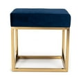 thumbnail image 2 of Square Modern Blue Velvet Ottoman with Gold Stainless Steel, 2 of 3