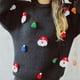 thumbnail image 2 of Suéter de punto Gibobby de manga larga con cuello redondo decorado con Papá Noel para mujer negro S, 2 of 5