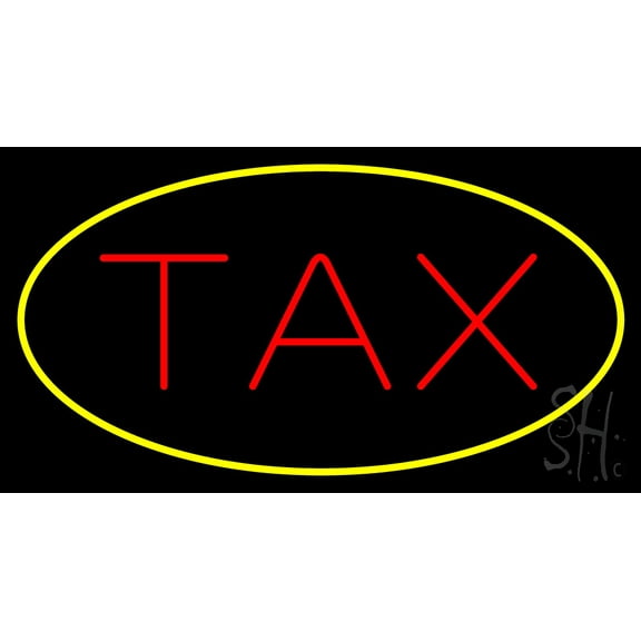 Oval Tax Yellow Border LED Neon Sign 13 x 24 - inches, Black Square Cut Acrylic Backing, with Dimmer - Bright and Premium built indoor LED Neon Sign for Defence Force.