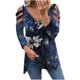 thumbnail image 1 of Mujeres otoño estampado floral cuello pico sexy manga larga fuera del hombro pulóver cremallera blusa camiseta tops Fridja fhghd2820, 1 of 8