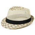 thumbnail image 2 of POIUYTR Straw Trilby Fedora Hat for Men Short Brim Panama Cap Men Summer Straw Sun Hat, 2 of 5