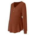 thumbnail image 6 of yocbz Maternity Sweatshirt Winter Maternity Clothes,Long Sleeve Maternity Tops,V-neck Shirt Solid Color Women Clothing Pleated High Waisted Lace Up Pregnant Shirt Brown,Size for 4-5 Years, 6 of 6