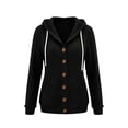 thumbnail image 6 of Cekizud Hoodies for Women Button Down Ribbed Knit Drawstring Hood Long Sleeve Cardigans with Pockets, Sizes S-2XL, 6 of 8