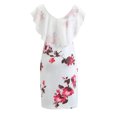 thumbnail image 2 of Ruffle Floral Print Dress Women Fashionable Elegant Bodycon Dress for Dating Holiday Party White XXL, 2 of 12