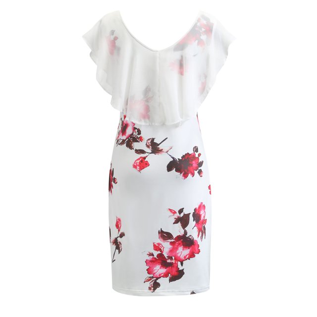 Vestido con estampado floral con volantes Vestido ajustado elegante a la moda para mujer para citas Fiesta navideña