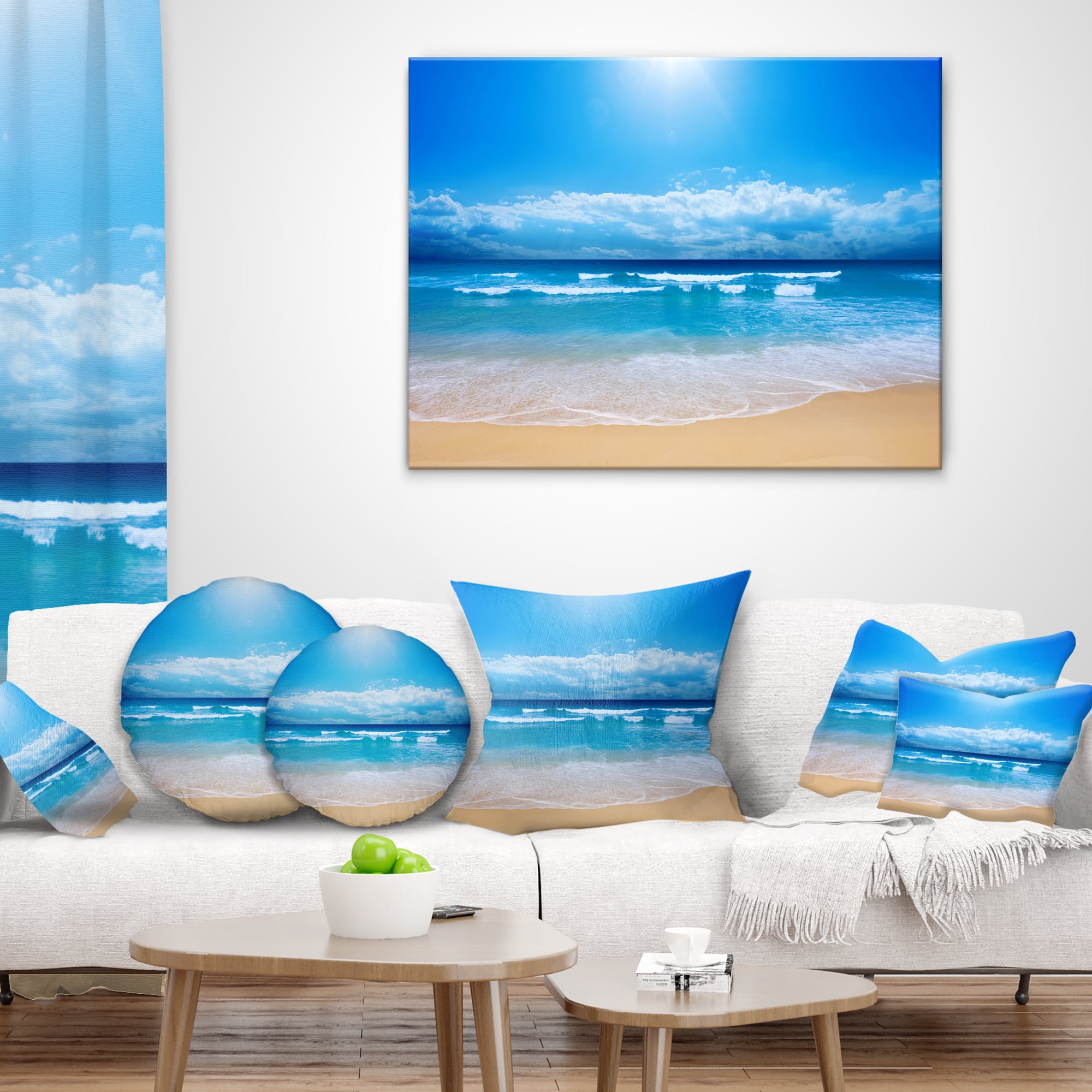 Designart Paradise Beach - Seascape Photography Throw Pillow - 18x18