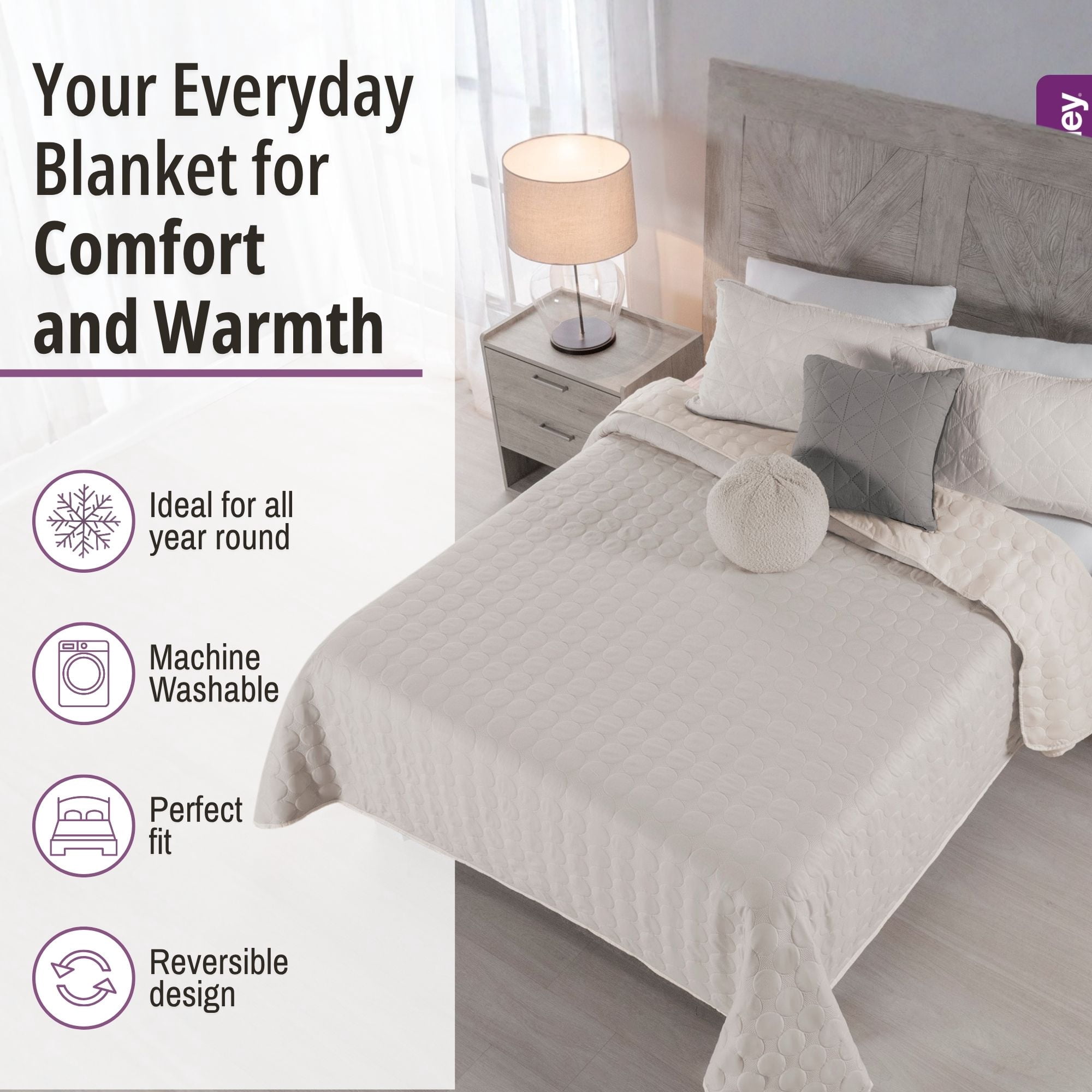 Vianney Comforter Queen Novo Cannes Lightweight and Soft Fleece Material Cozy Throw Year Round Comfort Bedding