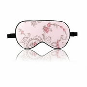 PiccoCasa Silk Sleeping Mask with Adjustable Strap Eye Mask, Pink Rose
