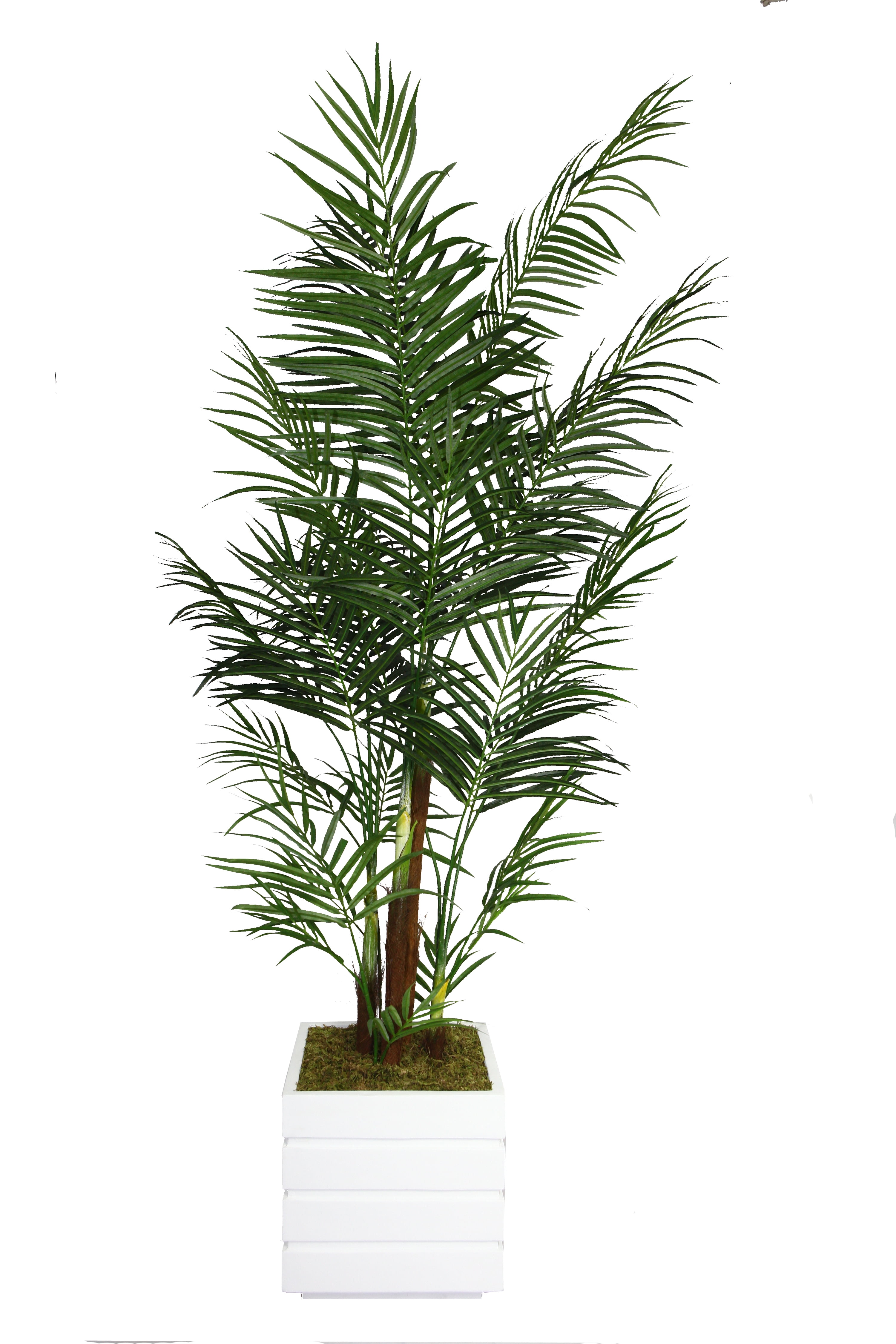 82" Tall Areca Palm Tree Artificial Lifelike Faux in 14" Fiberstone