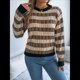 thumbnail image 4 of Suéter de Rayas con Bloques de Color para Mujer, Otoño-Invierno 2025, Cuello Redondo, Informal, de Punto Holgado. Negro M, 4 of 9