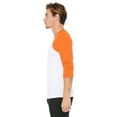 thumbnail image 3 of The Bella + Canvas Unisex 3/4 Sleeve Baseball T-Shirt - WHT/ NEON ORANGE - XL, 3 of 4