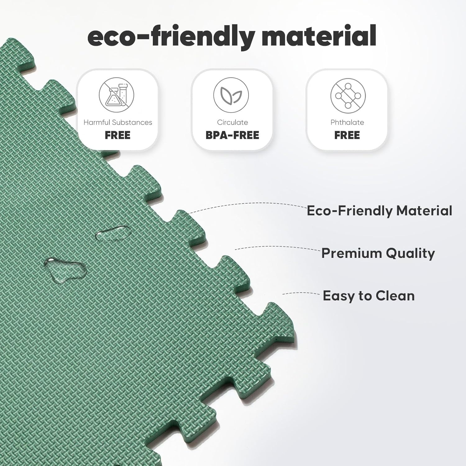 Home Gym Mat, Puzzle Exercise Mat, EVA Interlocking Foam Floor Tiles for Home Workout Equipment - Blue, 24 in x 24 in x ½ in - (Green, 24 Pack(96 SQ FT))