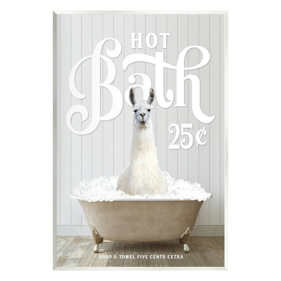 Stupell Industries Vintage Llama in Bath Animals & Insects Painting Unframed Art Print Wall Art, 10 x 15