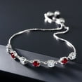 thumbnail image 3 of Gem Stone King 925 Sterling Silver Round White Moissanite and Red Created Ruby Tennis Bracelet for Women (2.52 Cttw, Gemstone Birthstone, Round 4.5MM, Fully Adjustable up to 9 inch), 3 of 4