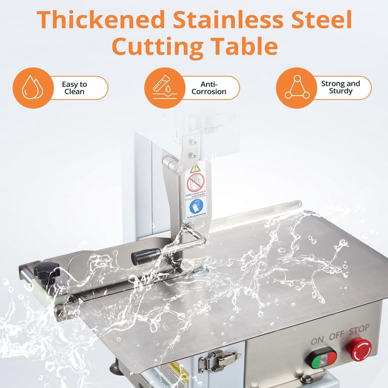 1100W Commercial Electric Meat Bandsaw Machine - 0.16-7.1 Inch Cutting Thickness, Frozen Meat & Bone Cutter