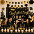 thumbnail image 3 of Graduation Decorations 2026 -Congrats Grad Banner Backdrop Flag,Hanging Swirl Balloons & Honeycomb Kit-Graduation Party Supplies for  Class of 2026 High School & College Celebrations (Black), 3 of 5
