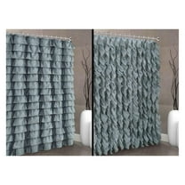 YOSITiuu Waterfall Shabby Chic Ruffled Fabric Shower Curtain (2 in 1 Silver) 72 x 72