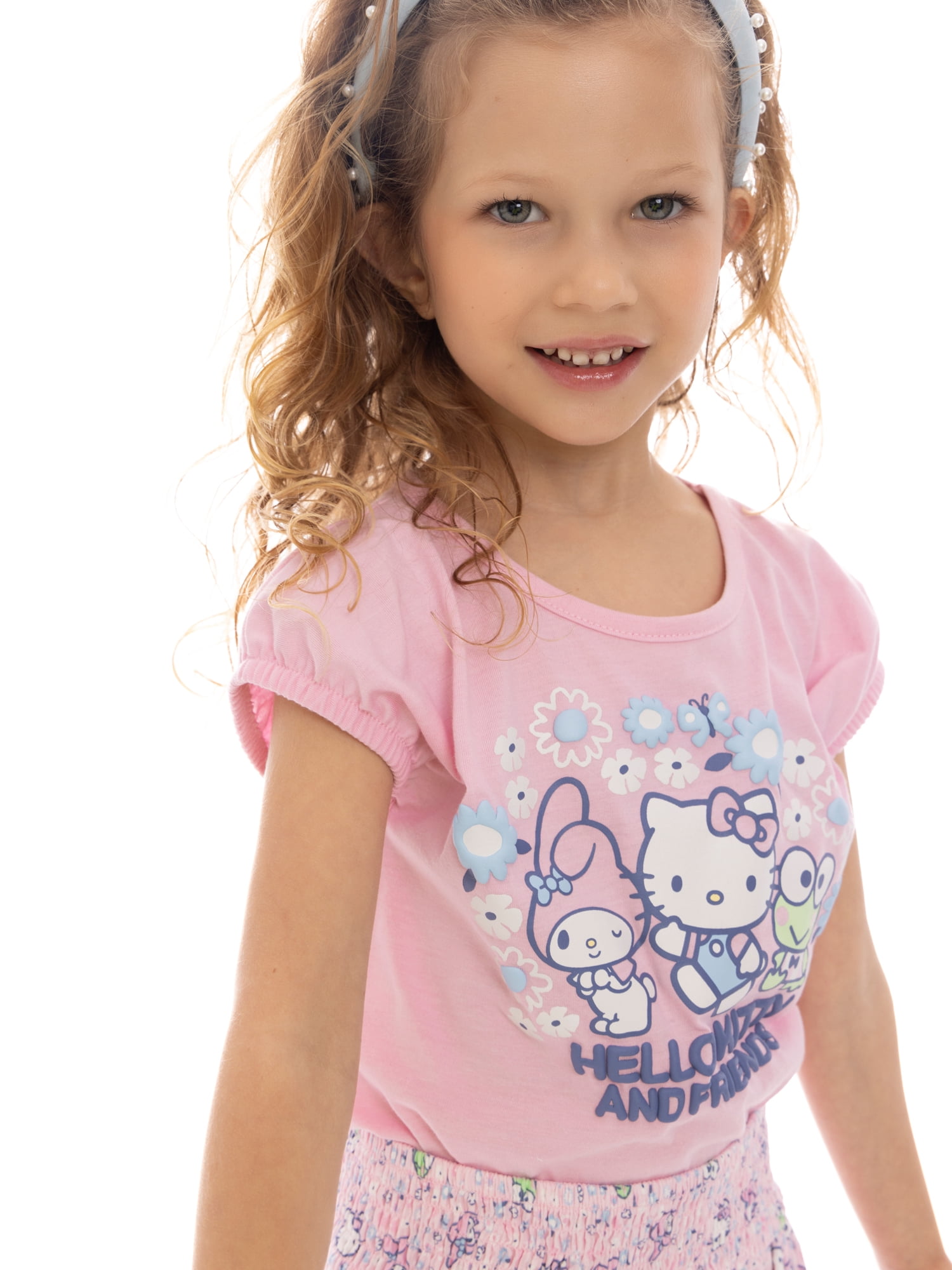 Hello Kitty Toddler Girl Graphic Top and Printed Tiered Skirt Set, 2-Piece, Sizes 12M-5T