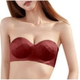 thumbnail image 2 of Amidoa Bras for Older Women Red Push-up Wire-Free Solid Adjustable Straps Bandeau Bralettes for Women M, 2 of 4