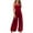 Red, variant on BLVB Women's Plus Size Jumpsuits Casual Loose Overalls One-Piece Sleeveless Smocked Wide Leg Long Pant Rompers