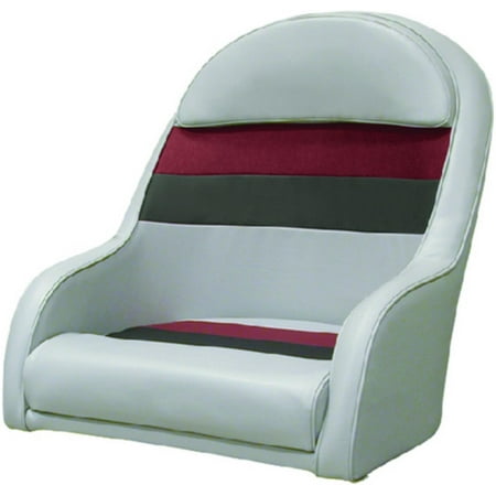 Wise Seat Deluxe Pontoon Furniture Captain Chair Light Gray Red