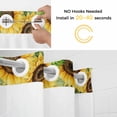 thumbnail image 5 of Summer Sunflower No Hook Shower Curtain with Snap in Liner Country Vintage Farm Yellow Flower Green Leaf Linen Waterproof Bathroom Shower Curtain with See Through Top Window for Bathtub 72" x 72", 5 of 9