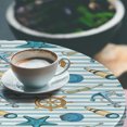 thumbnail image 2 of Ambesonne Nautical Fitted Round Tablecloth, Anchor Wheel Starfish, 40"- 44" Diameter, Blue and Apricot, 2 of 5