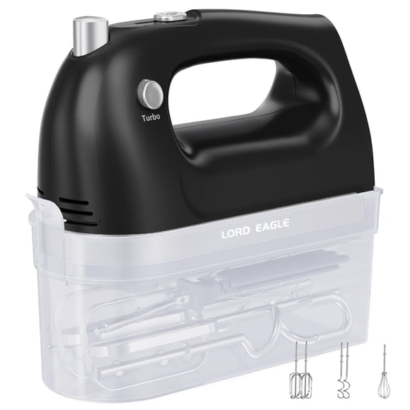 Lord Eagle Hand Mixer Electric Handheld 400W, 5-Speed Lightweight Kitchen Mixer with Storage Case, 5 Stainless Steel Attachments for Baking
