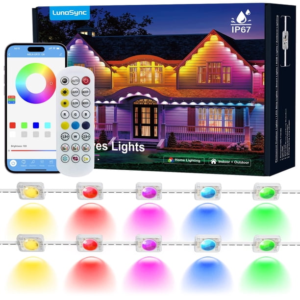 Luces Exteriores LunaSync Permanentes LED Inteligentes RGBIC de 45 metros