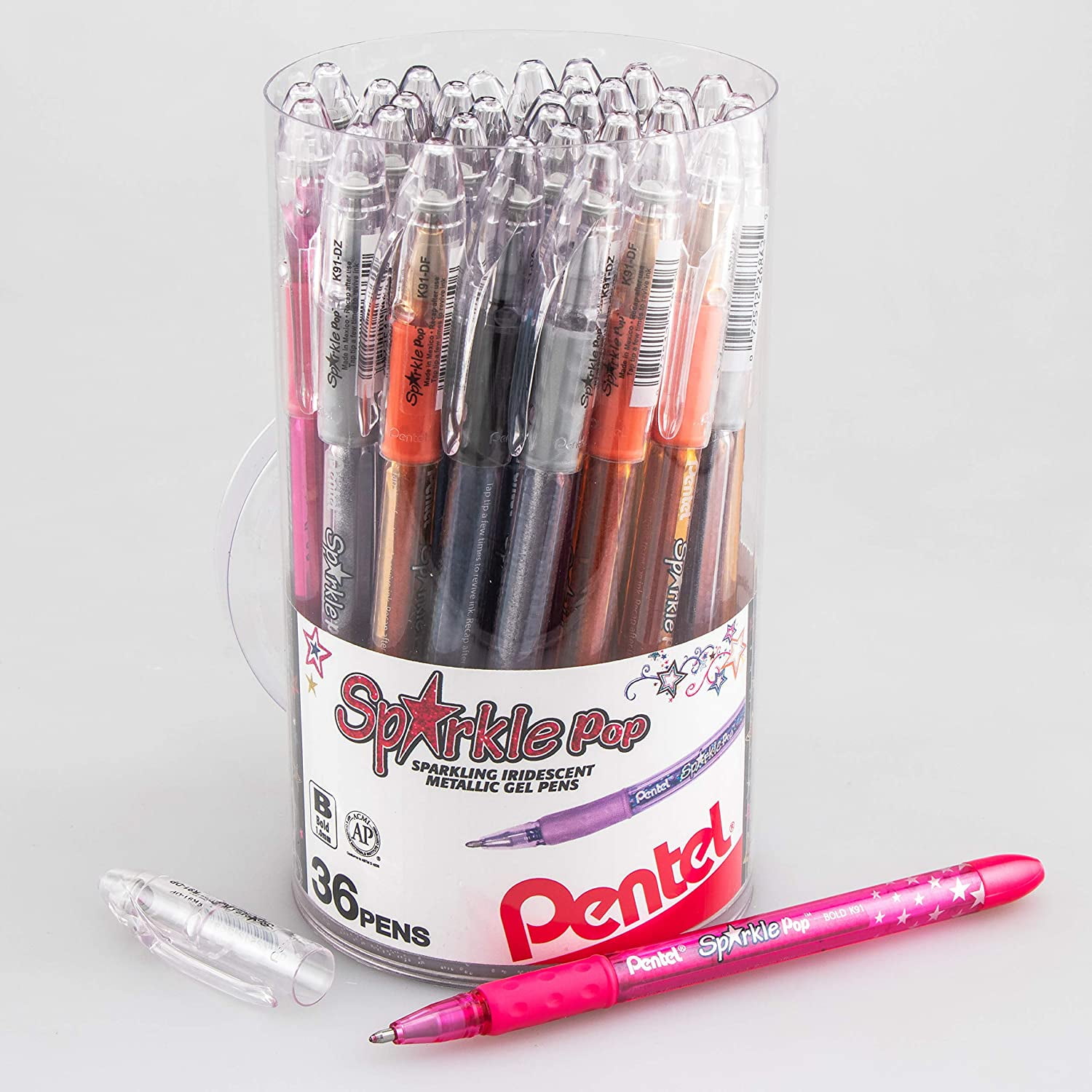 Pentel Sparkle Pop Iridescent Gel Pens, (1.0mm) Bold lines, Assorted