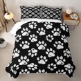 thumbnail image 2 of Homewish White Dog Paw Prints Quilt Full,Black Full Bedspread Sets,3 Pieces, 2 of 7