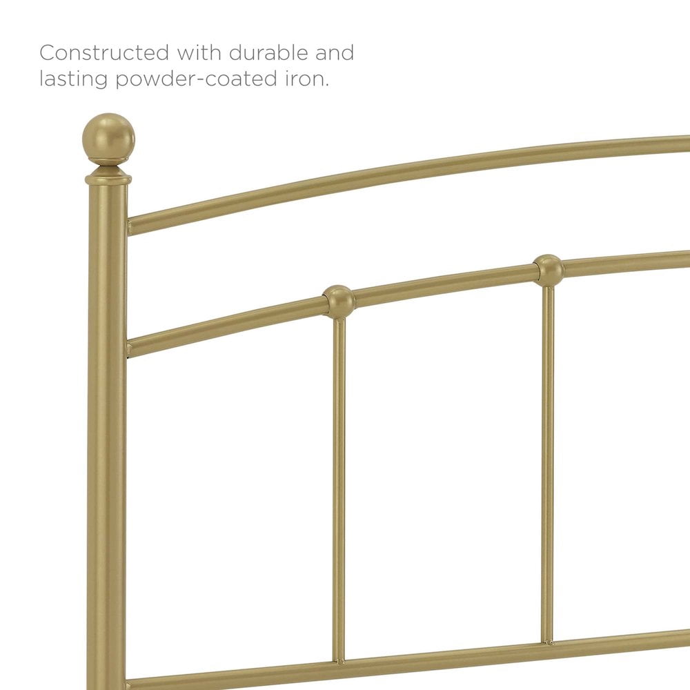 Modway Abigail Modern Farmhouse King Metal Spindle Headboard in Gold