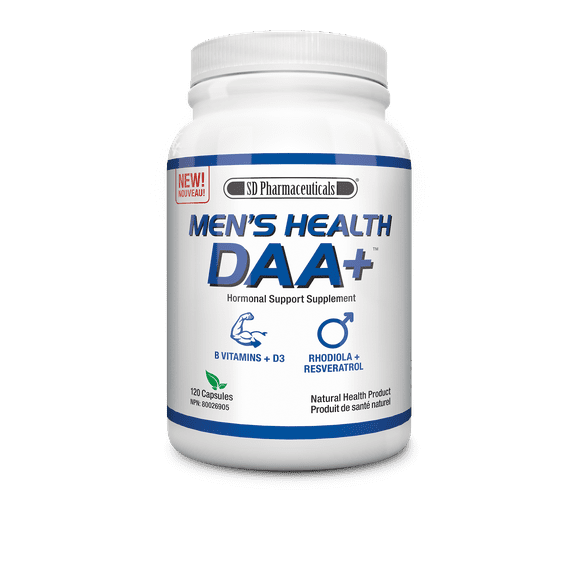 SD Pharmaceuticals Men's Health DAA+ - D-aspartic Acid, Vitamins B6, B12, & D3, Rhodiola Rosea, & Resveratrol - 120 Veggie Caps - Full 30 day Supply!