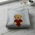 thumbnail image 2 of Golden Retriever Embroidered Sweatshirt, Cute Dog Holding Heart Embroidery Shirt, Adorable Puppy Crewneck, Valentine Dog Lover Gift, 2 of 5
