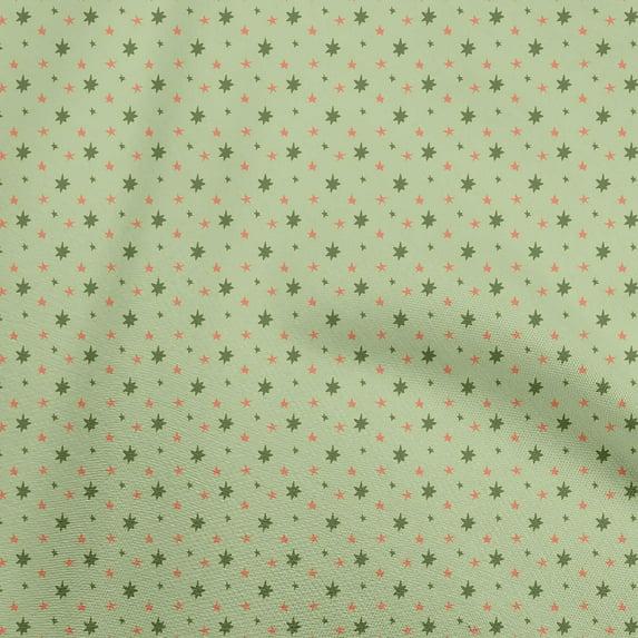 oneOone Cotton Poplin Twill Light Green Fabric Stars Sewing Material Print Fabric By The Yard 56 Inch Wide