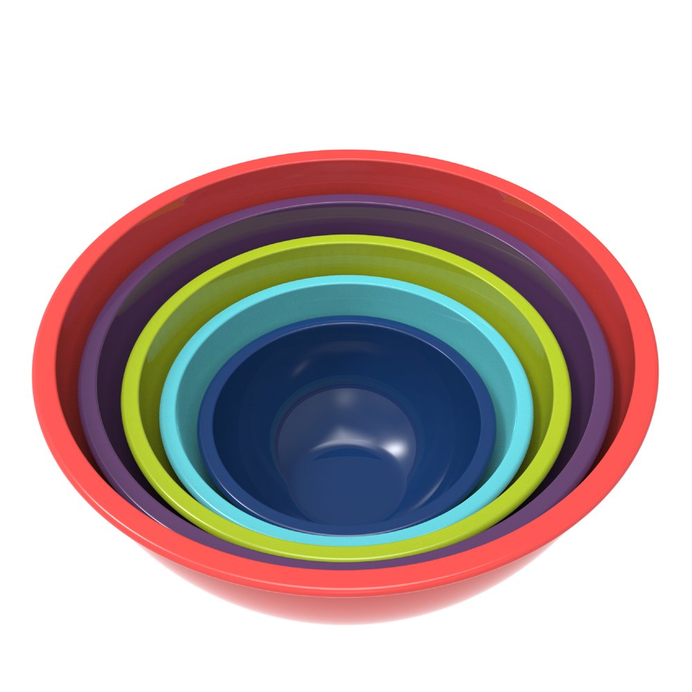 Zak Designs 5 pcs Mixing Bowl Set Melamine Kitchen Bowls Nest for