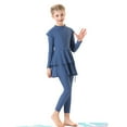 thumbnail image 5 of IDOPIP Modest Swimsuits for Girls Kids Muslim Swimsuits Islamic Full Cover Long Sleeve Top Pants Swim Hijab Cap, 5 of 7