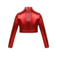 thumbnail image 2 of TiaoBug Big Girls Long Sleeve Turtle-Mock neck Dance Sports Crop Top Shirt Jazz Hip Hop Dancewear Costumes, 2 of 7