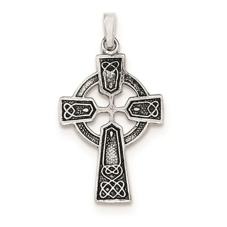 925 Sterling Silver Polished and Antiqued Celtic Cross Charm Pendant