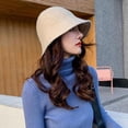 thumbnail image 3 of Women Fashion Autumn Winter Hip Hop Warmer Felt Wool Hat Warm Hats Fishing Cap Bucket Hat COFFEE, 3 of 8