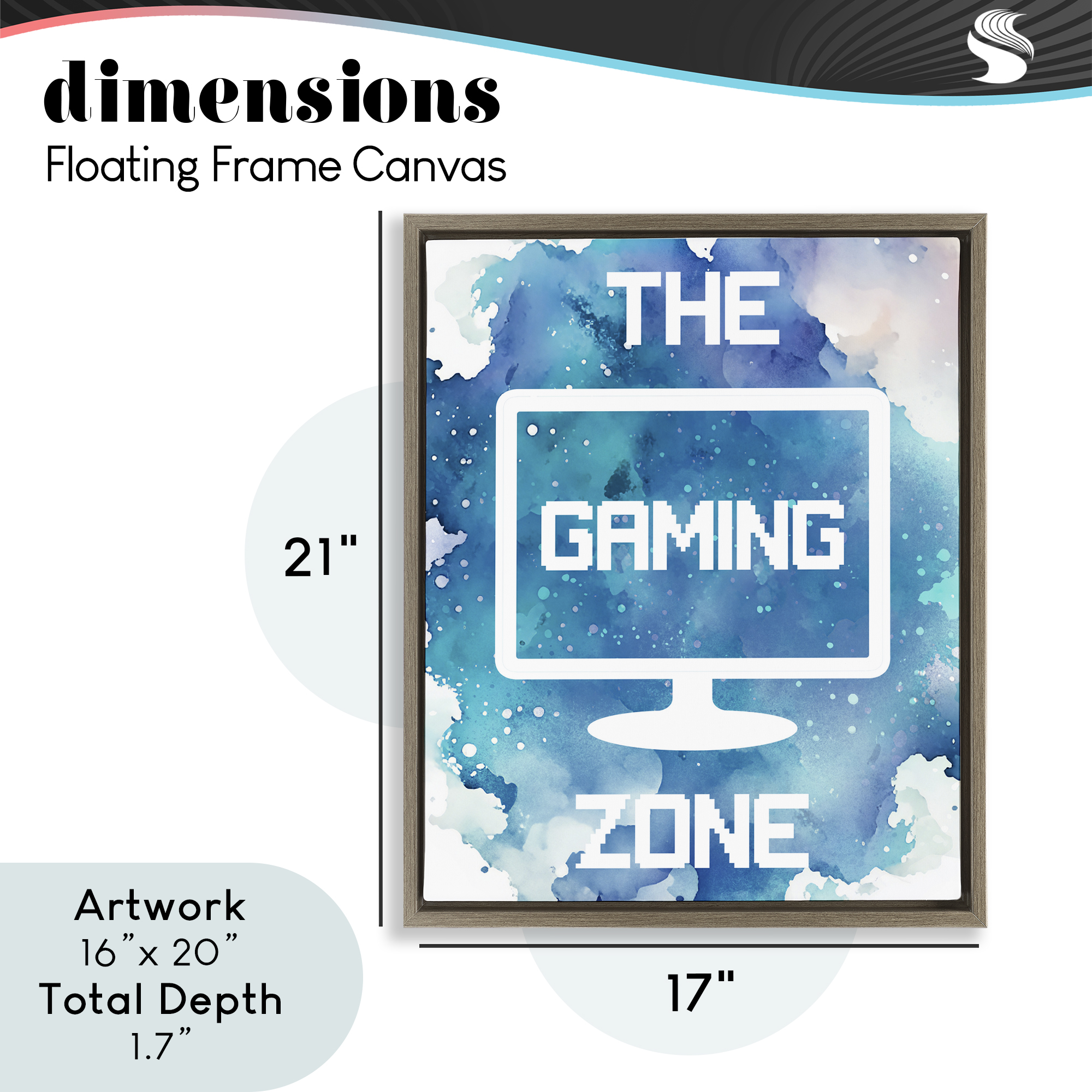 Gaming Zone Moniter Brown Framed Floater Canvas Wall Art, design by Marcus Prime