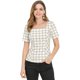 thumbnail image 1 of INSPIRE CHIC Blusa de cuadros de cuadros con cuello cuadrado para mujer, camisa de manga corta de verano para oficina Blanco crema XS, 1 of 6