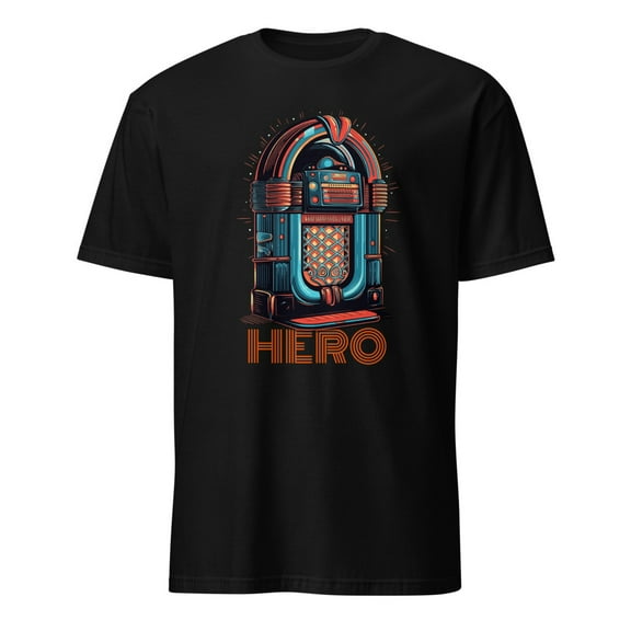 Retro Jukebox Hero Music Lover Vintage Style T-Shirt (Black, S)